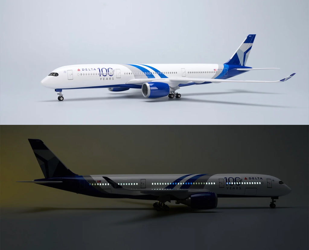 Delta 100 year anniversary Airbus A350 with LED - Scale 1:130 (47 cm / 18.5 in)