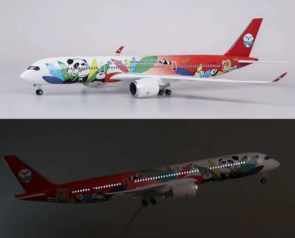 Sichuan Airlines Airbus A350 Panda Edition with LED - Scale 1:130 (47 cm / 18.5 in)